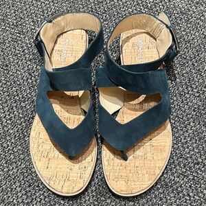 Donald J. Pliner Women's Lola Navy Suede Thong Ankle Wrap Sandals